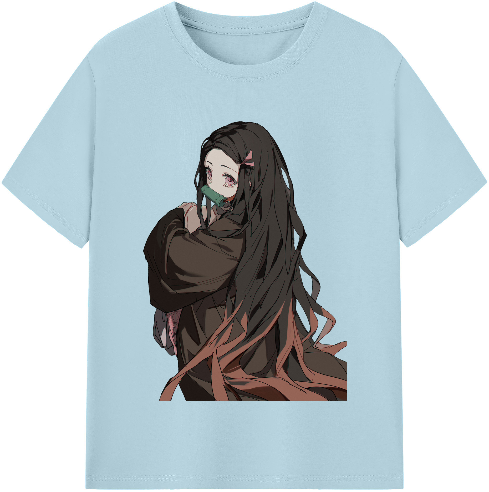 （画像用） 鬼滅の刃（きめつのやいば）竈門 禰󠄀豆子／かまど ねずこ Kamado Nezuko 綿100％半袖Tシャツ（フロントプリント）